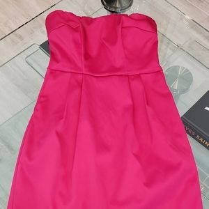 EUC - Express satin fuchsia pink strapless tube dress